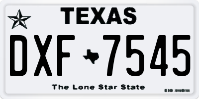 TX license plate DXF7545