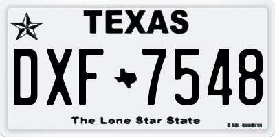 TX license plate DXF7548