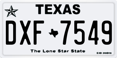 TX license plate DXF7549