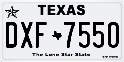 TX license plate DXF7550