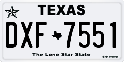TX license plate DXF7551