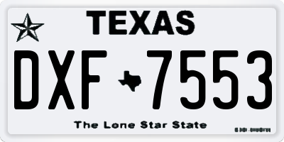 TX license plate DXF7553