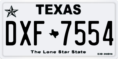 TX license plate DXF7554