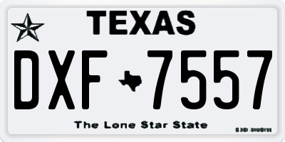 TX license plate DXF7557
