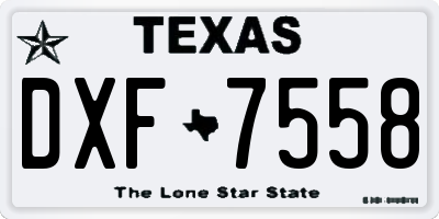TX license plate DXF7558