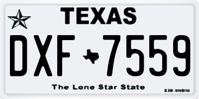TX license plate DXF7559