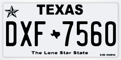 TX license plate DXF7560
