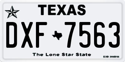 TX license plate DXF7563