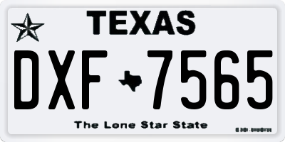 TX license plate DXF7565