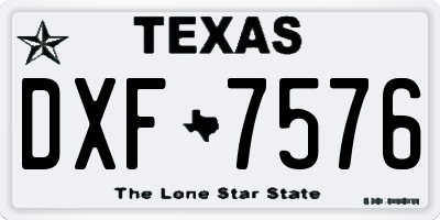TX license plate DXF7576