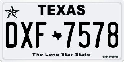 TX license plate DXF7578