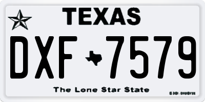 TX license plate DXF7579