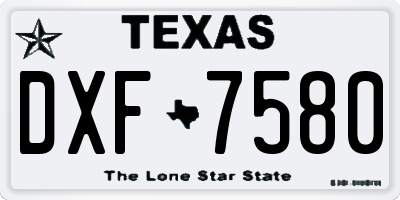 TX license plate DXF7580