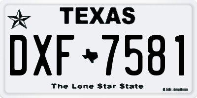 TX license plate DXF7581