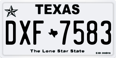TX license plate DXF7583