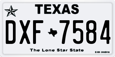 TX license plate DXF7584