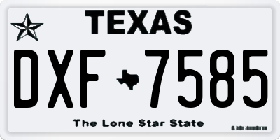 TX license plate DXF7585