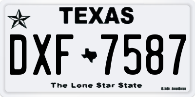 TX license plate DXF7587
