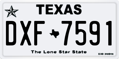 TX license plate DXF7591