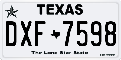 TX license plate DXF7598