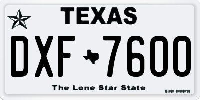 TX license plate DXF7600