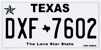 TX license plate DXF7602