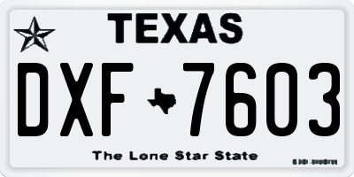 TX license plate DXF7603