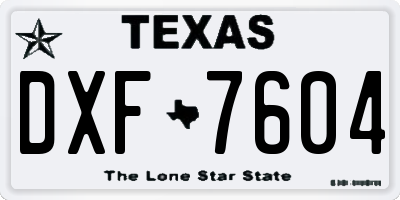 TX license plate DXF7604