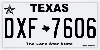 TX license plate DXF7606