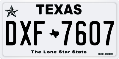 TX license plate DXF7607