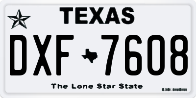 TX license plate DXF7608