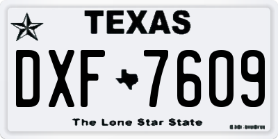 TX license plate DXF7609