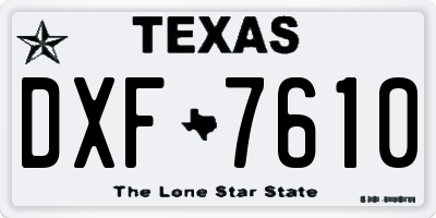 TX license plate DXF7610
