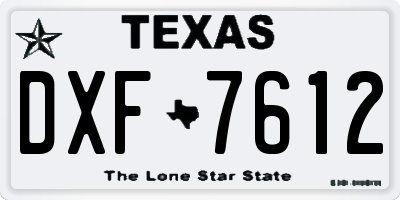 TX license plate DXF7612