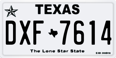 TX license plate DXF7614