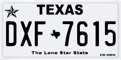 TX license plate DXF7615