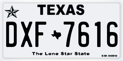 TX license plate DXF7616
