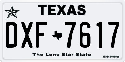 TX license plate DXF7617