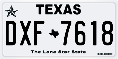 TX license plate DXF7618