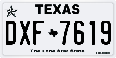 TX license plate DXF7619