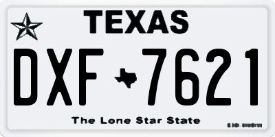 TX license plate DXF7621
