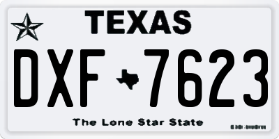 TX license plate DXF7623
