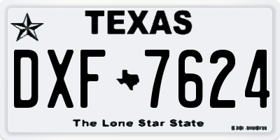 TX license plate DXF7624