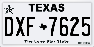 TX license plate DXF7625