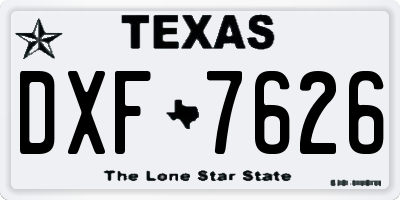 TX license plate DXF7626