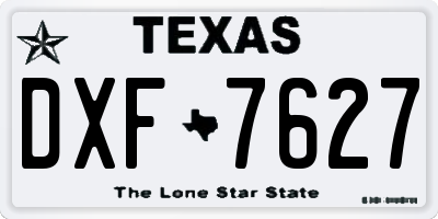 TX license plate DXF7627