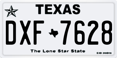 TX license plate DXF7628