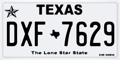 TX license plate DXF7629