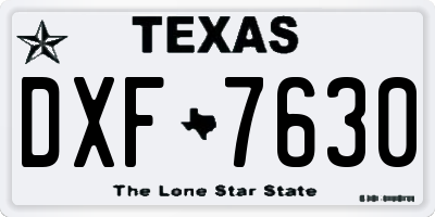 TX license plate DXF7630