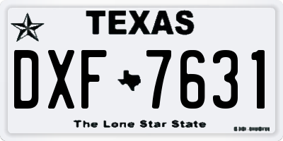 TX license plate DXF7631